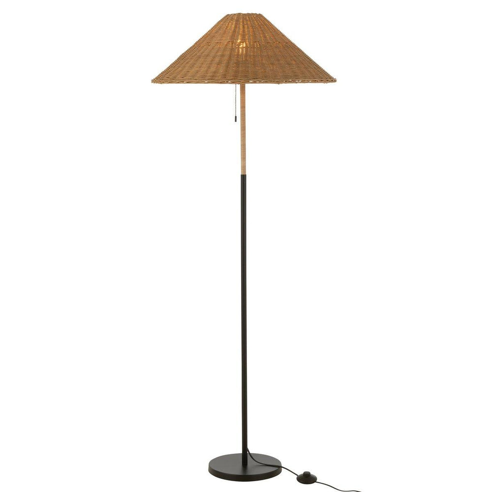 J-Line Japandi stijl staande lamp - metaal/rotan - zwart/naturel - I Love Japandi