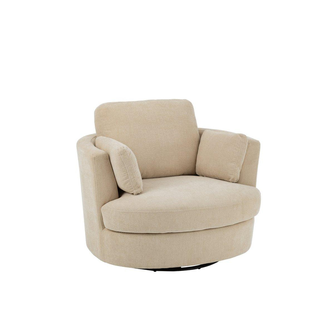 J-Line Loungestoel Swiv Populierenhout/Schuime Beige - I Love Japandi