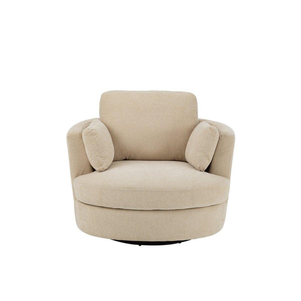 J-Line Loungestoel Swiv Populierenhout/Schuime Beige - I Love Japandi