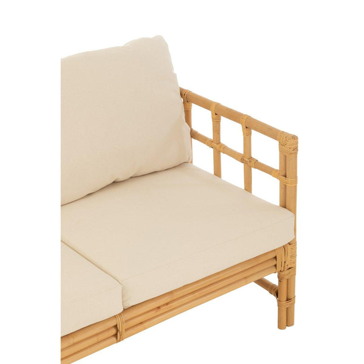 J-Line sofa Elise + kussen 3 Personen - rotan/textiel - naturel/wit - I Love Japandi