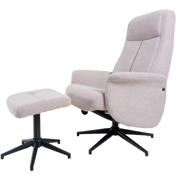 Relaxfauteuil Bindy + Hocker – Bouclé – Naturel - I Love Japandi